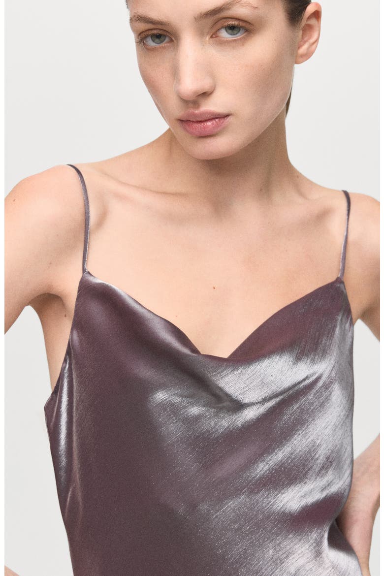 Cowl Neck Satin Mini Slipdress, Alternate, color, METALLIC PURPLE