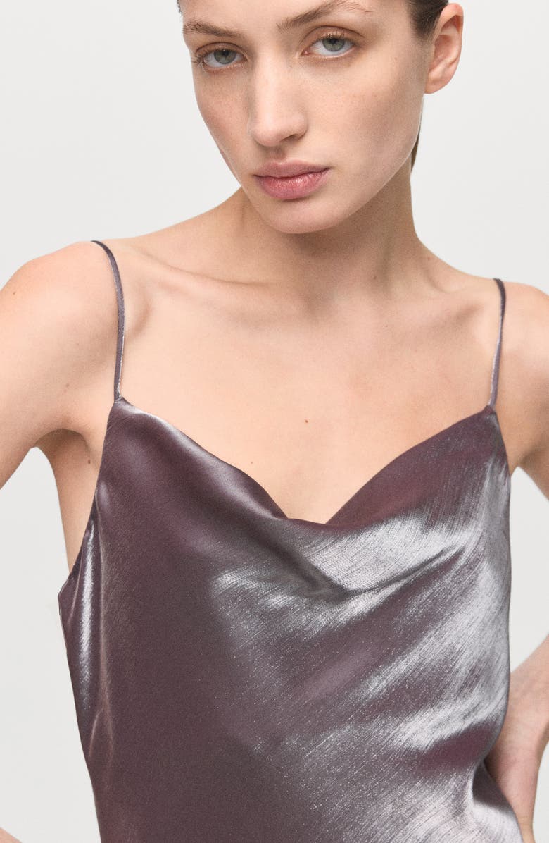 MANGO Cowl Neck Satin Mini Slipdress, Alternate, color, 