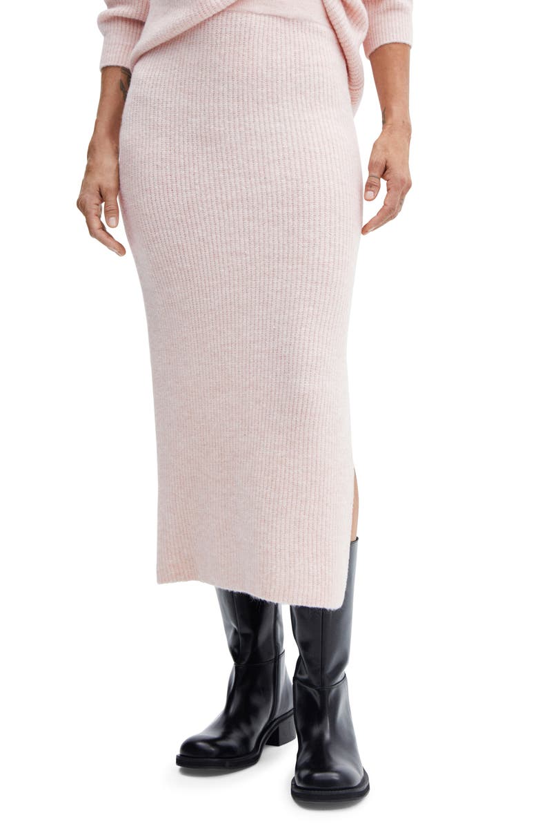 MANGO Side Slit Knit Midi Skirt, Main, color, 
