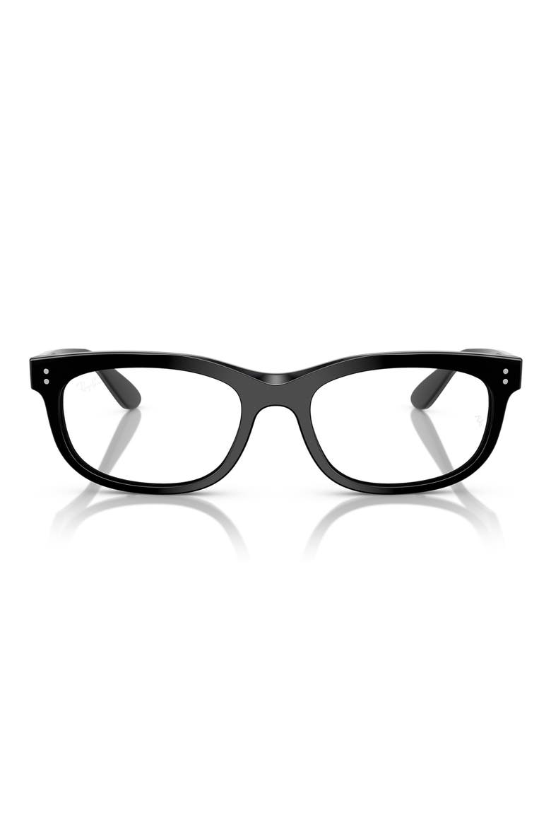 54mm Rectangular Pillow Optical Glasses, Main, color, BLACK