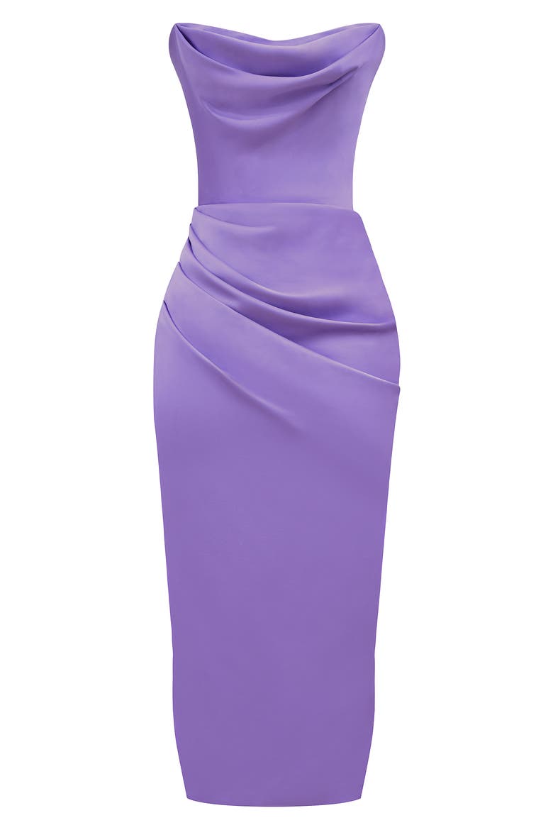Santana Strapless Satin Cocktail Dress, Alternate, color, FAIRY WREN