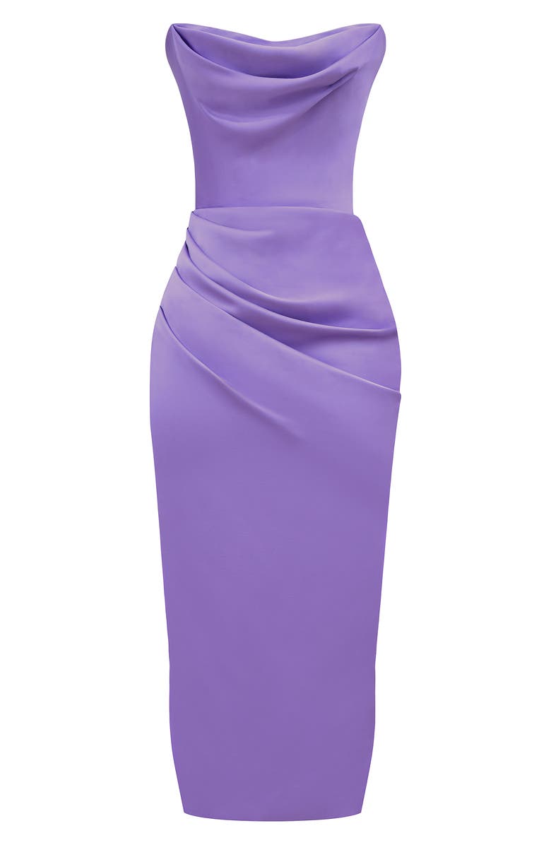 HOUSE OF CB Santana Strapless Satin Cocktail Dress, Alternate, color, Fairy Wren