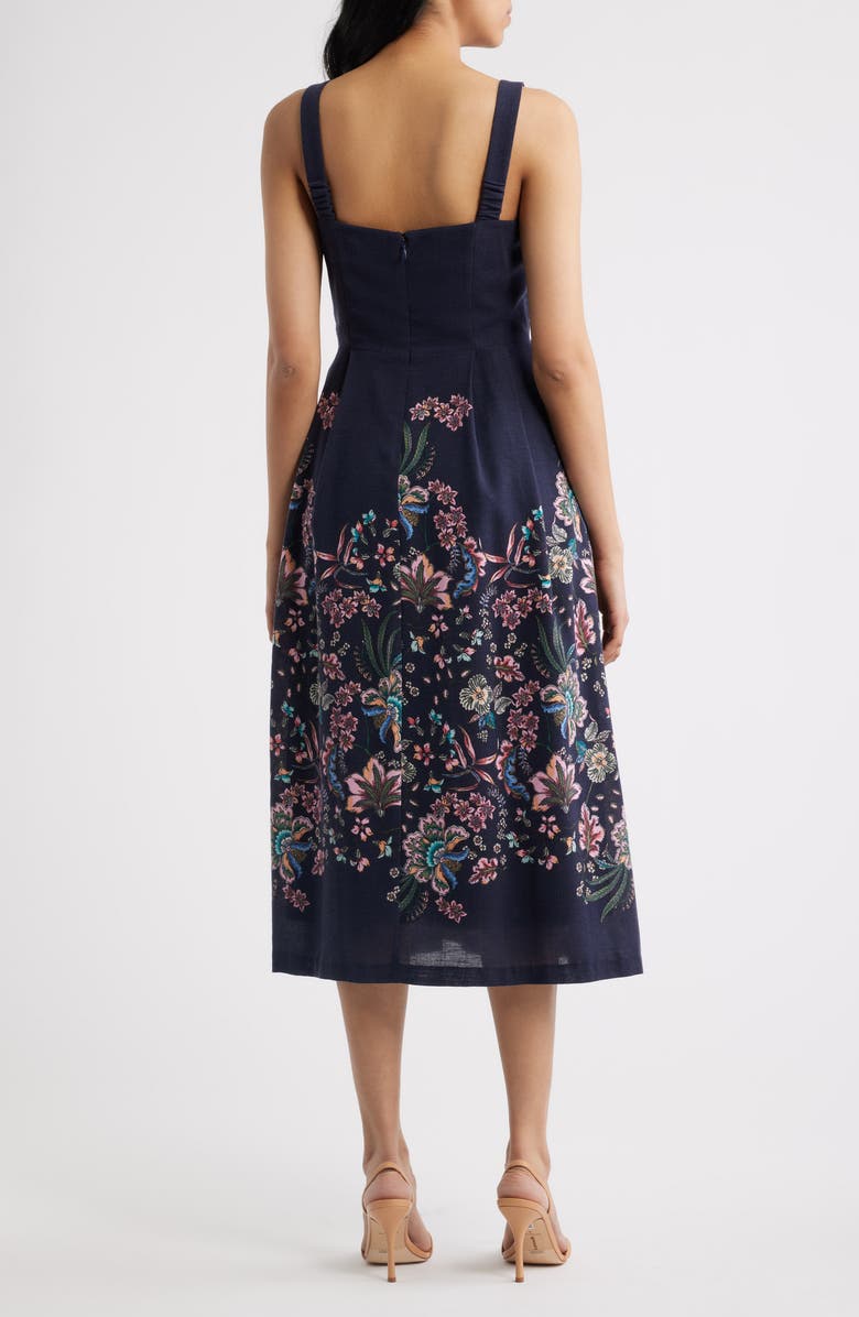 Julia Jordan Floral Print Sleeveless Midi Dress, Alternate, color, Navy Multi