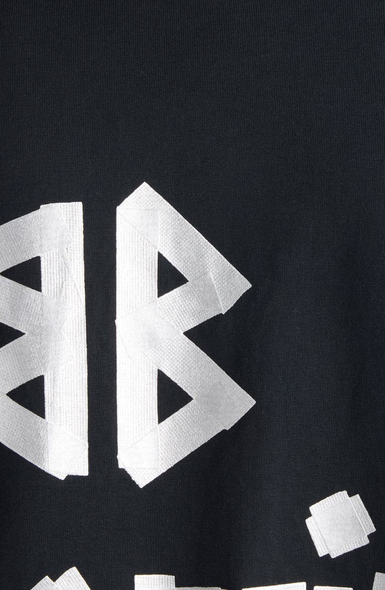 Balenciaga Distressed Tape Logo Cotton T-Shirt, Alternate, color, Faded Black/ Silver