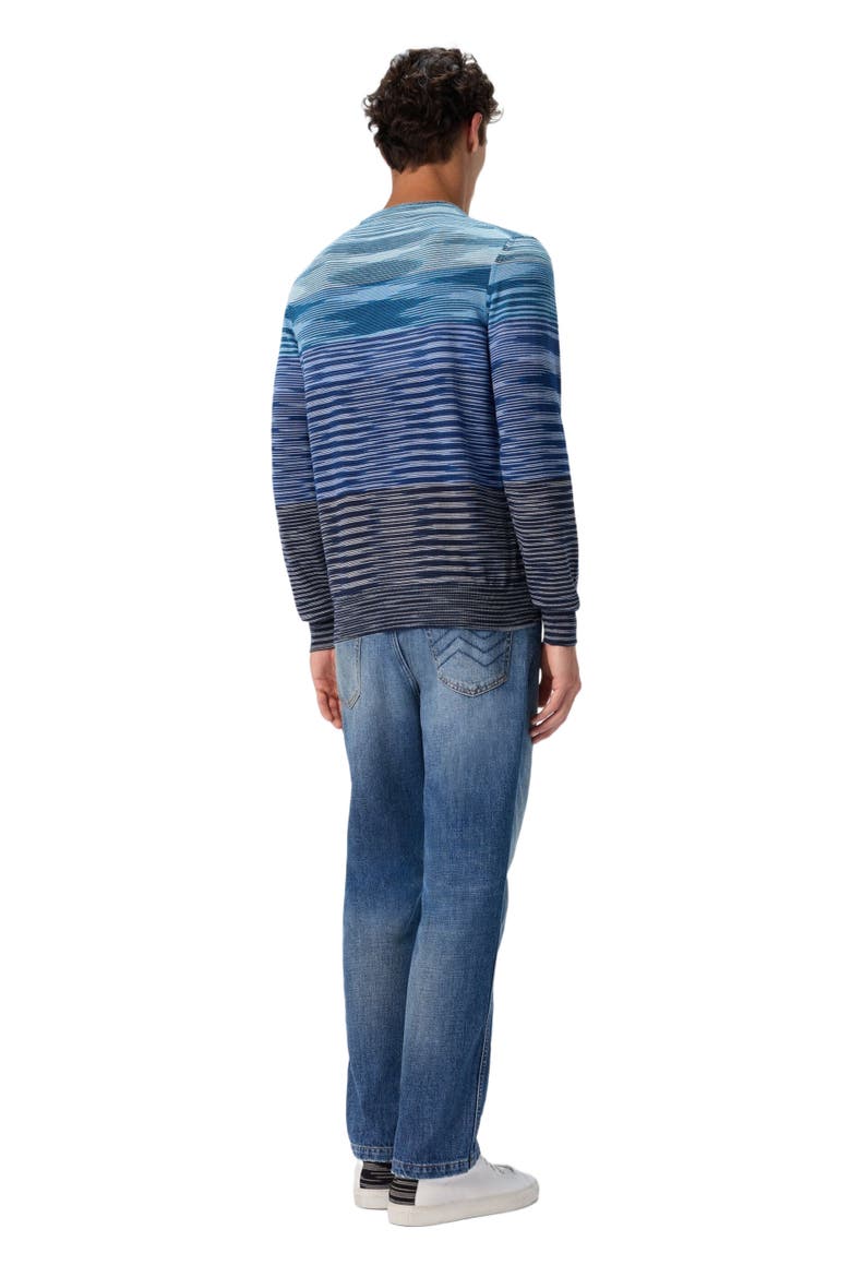 Crew Neck Sweater In Pure Flame Wool, Alternate, color, Blue