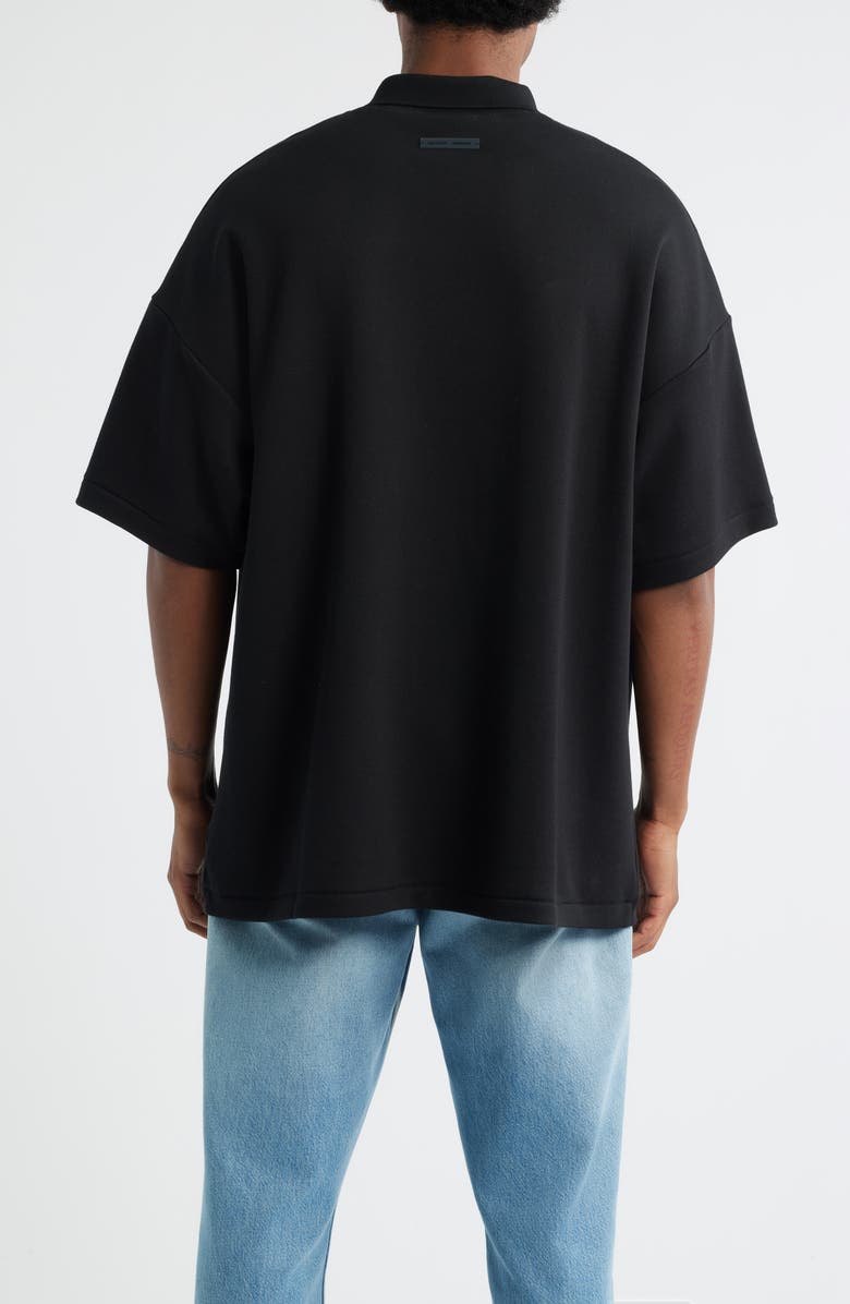 Fear of God Essentials '90's Fit Piqué Polo, Alternate, color, Jet Black