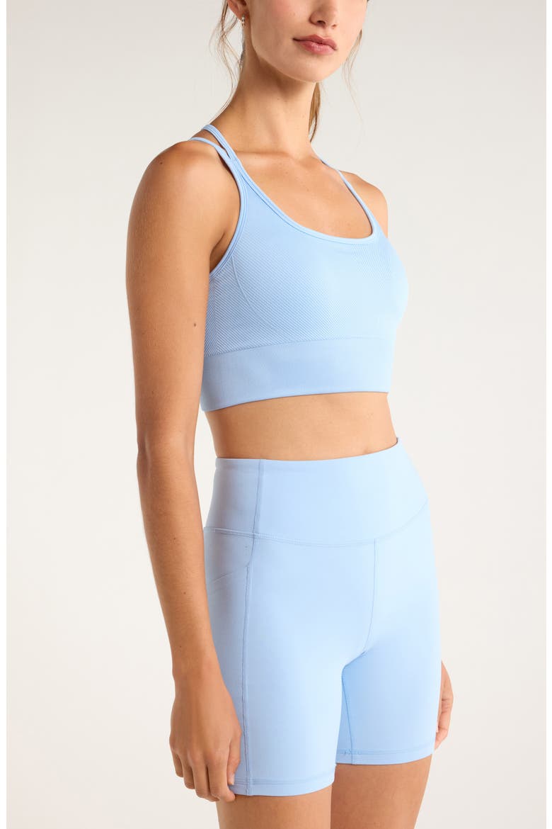 Seamless Strappy Sports Bra, Alternate, color, BLUE PLACID