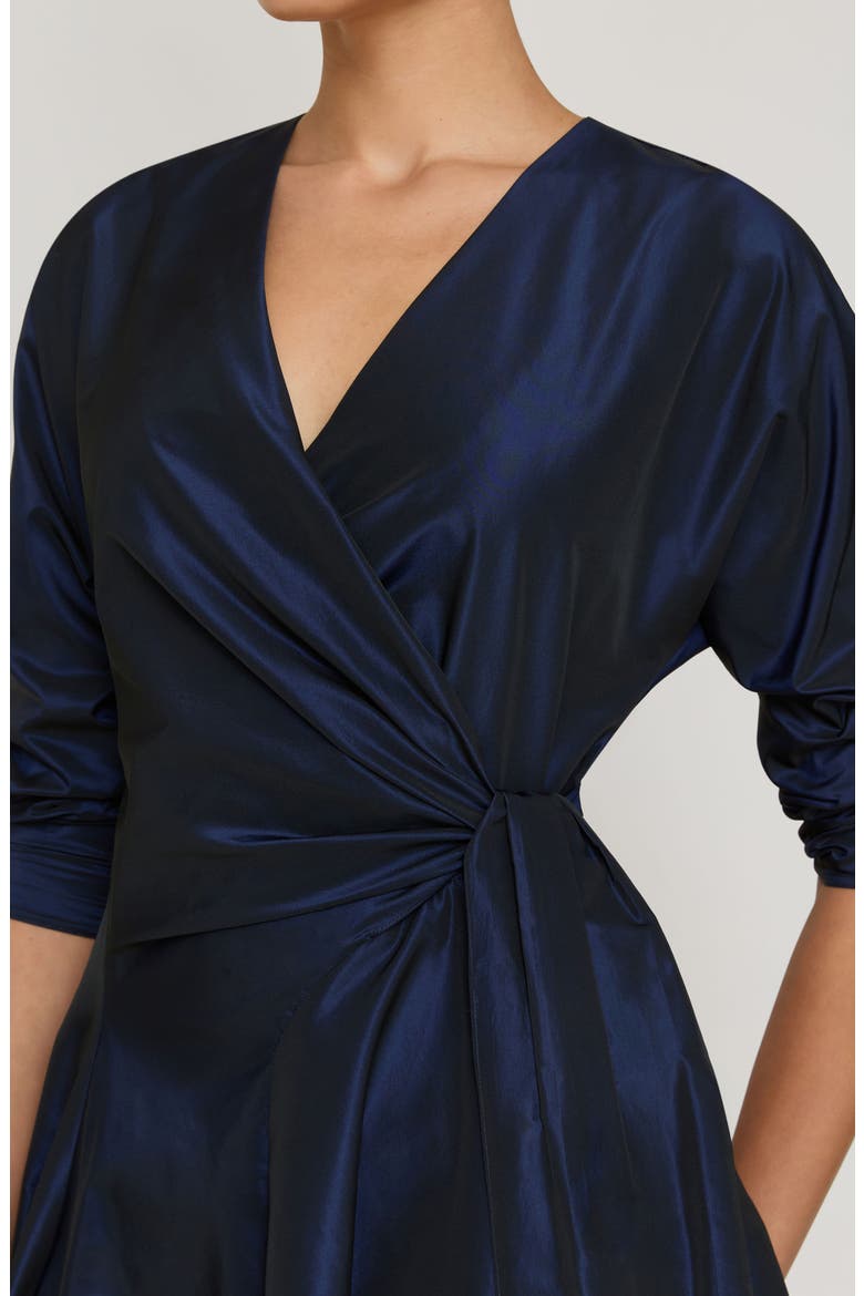 Side Tie Taffeta Fit & Flare Dress, Alternate, color, ROYAL BLUE