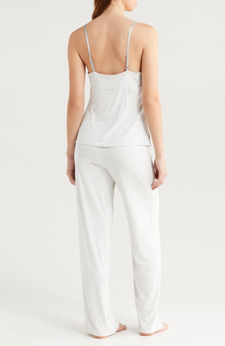 Natori Essentials Lace Trim Jersey Pajamas, Alternate, color, Light Heather Grey