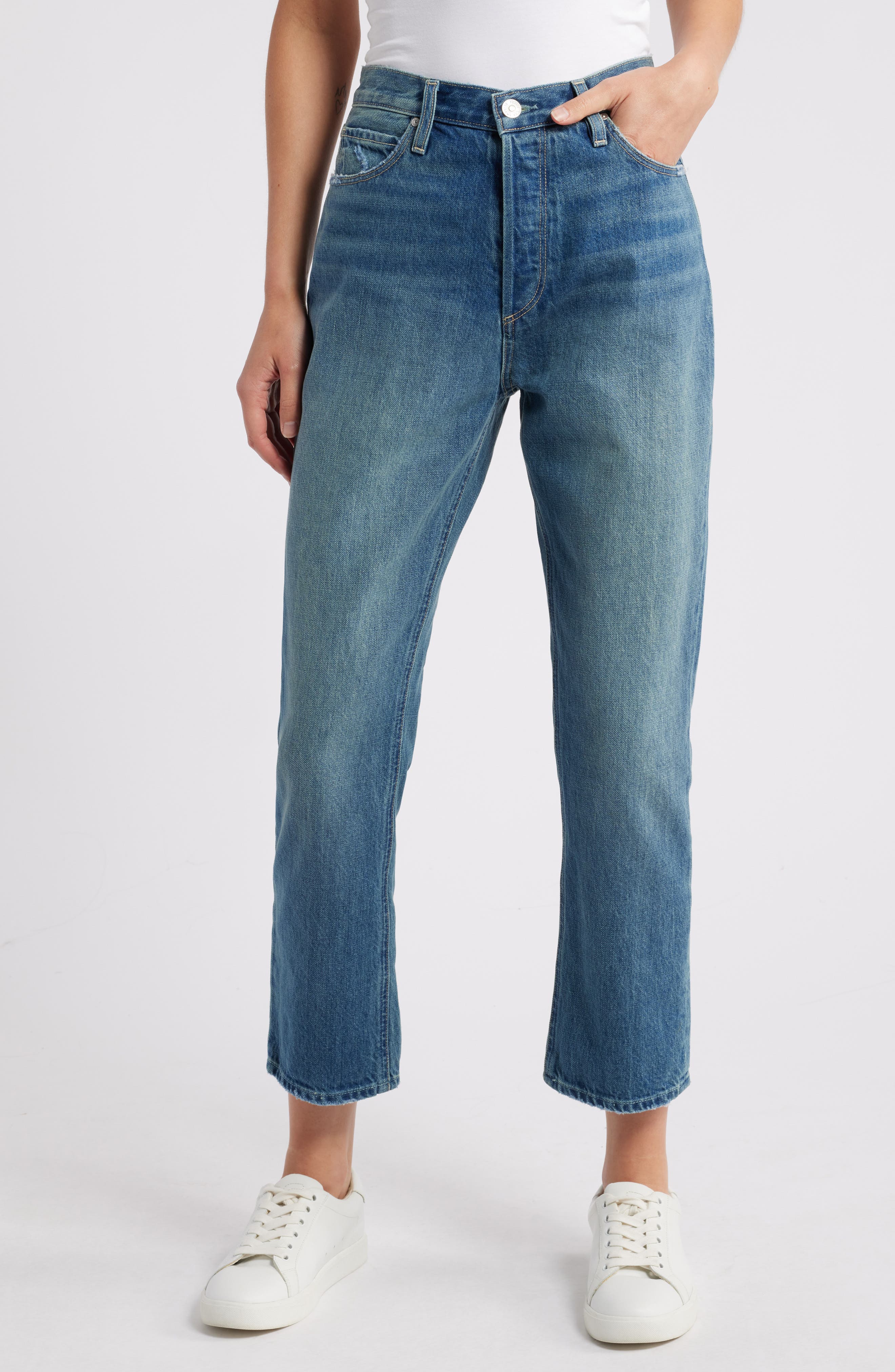 PAIGE Billy High Waist Ankle Straight Leg Jeans