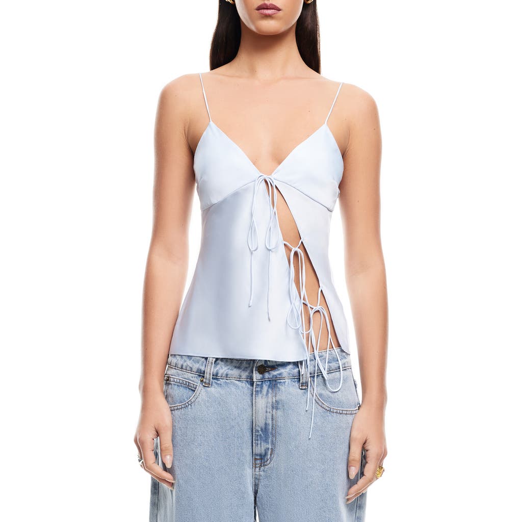 Lioness Mariah Tie Closure Satin Camisole In Pale Blue