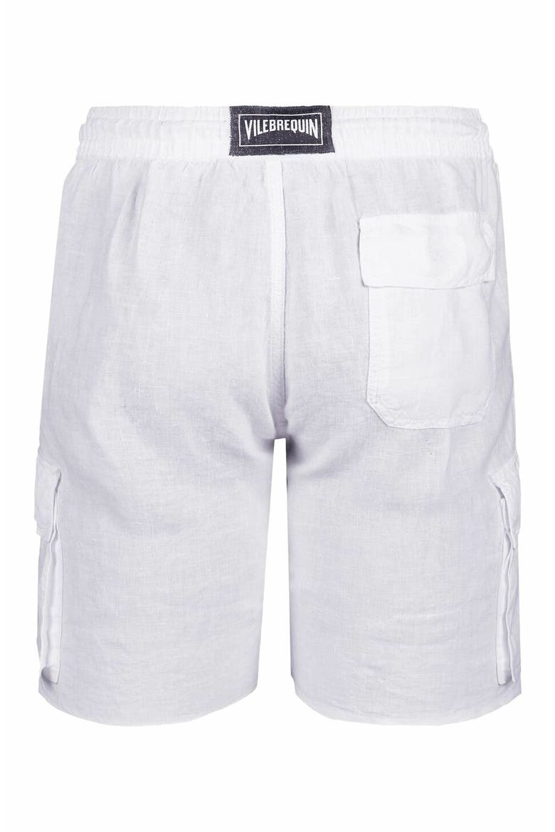 Men's Linen Bermuda Cargo Pockets Shorts, Alternate, color, BLANC