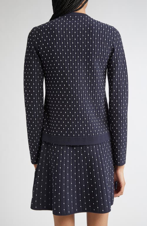 Emporio Armani Striped And Polka Dot Jacquard Motif Cardigan Sweater In Blue