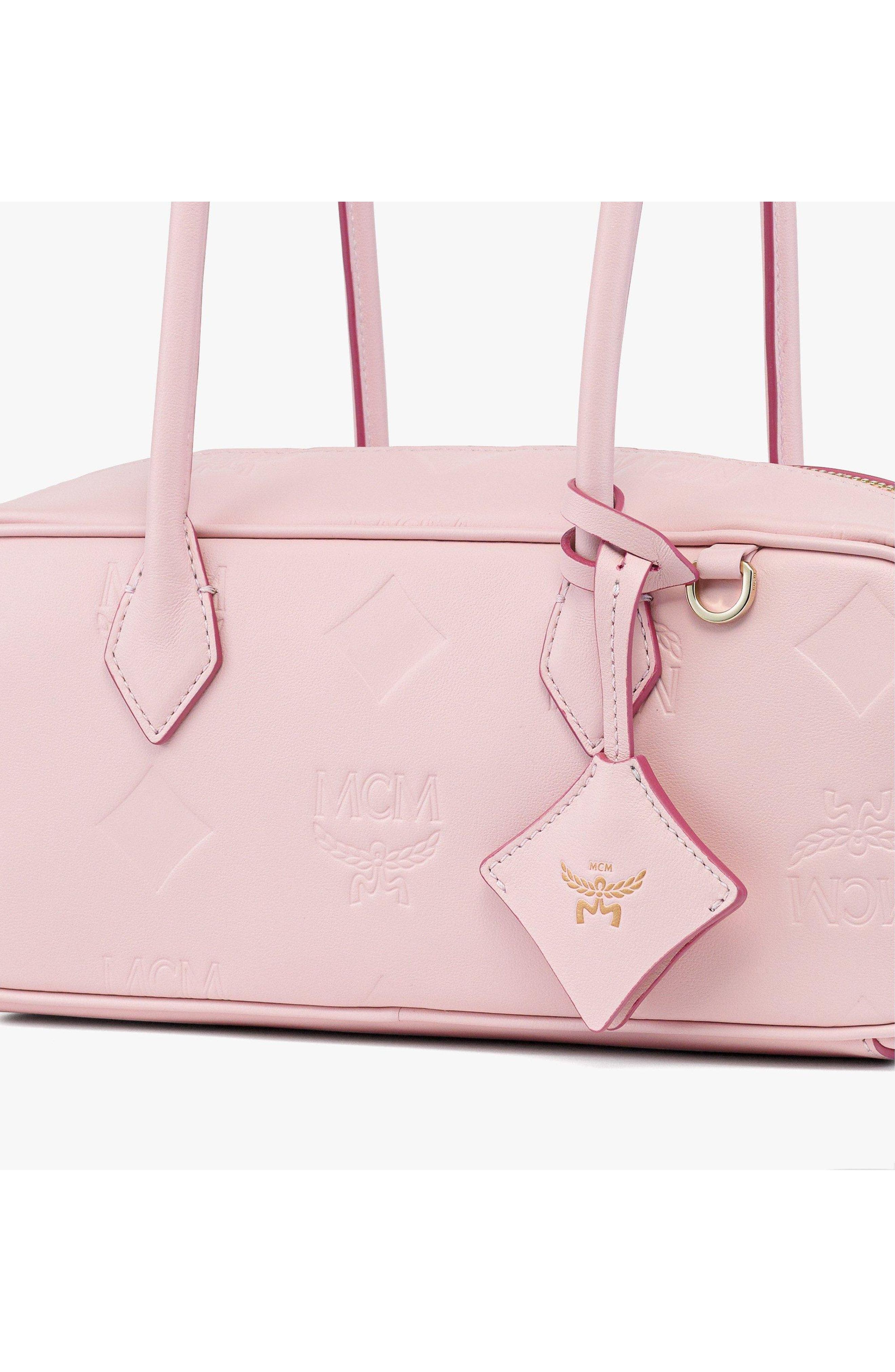 Small Aren East West Shoulder Bag in Maxi Monogram Leather, Alternate, color, Lotus Pink