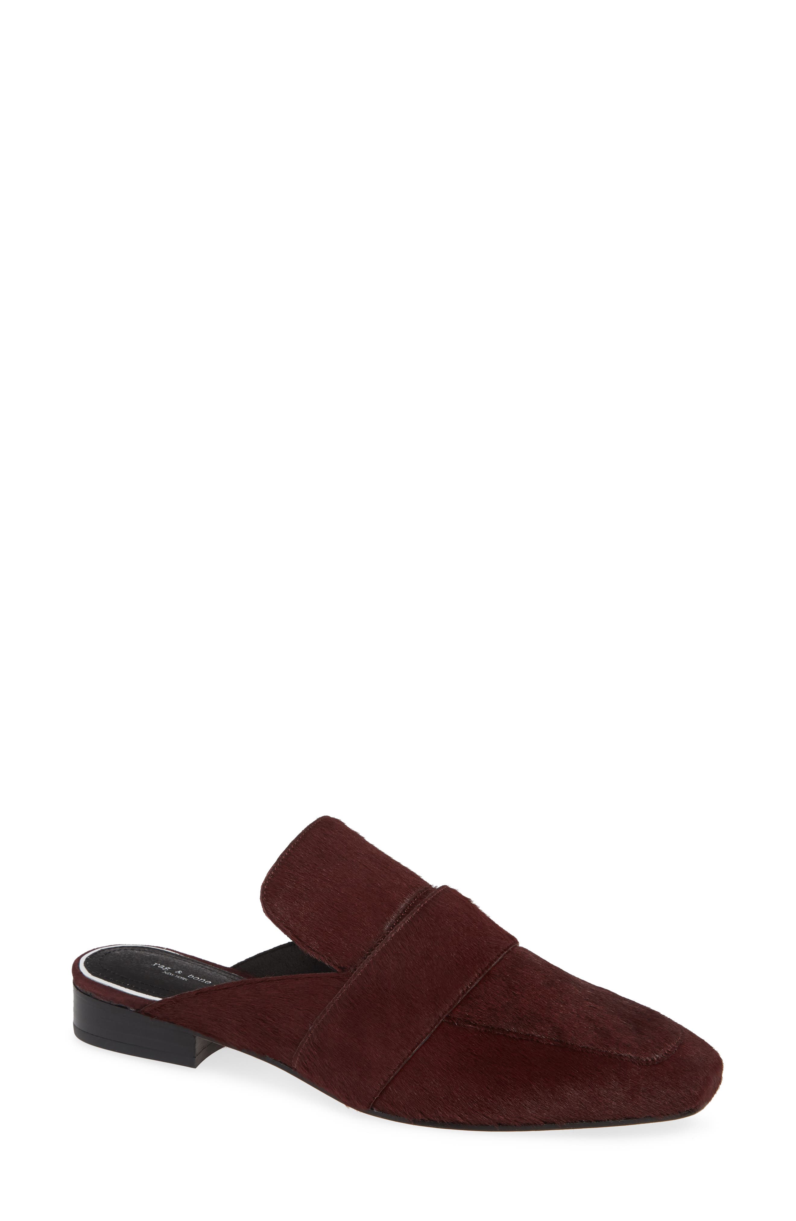 Aslen Genuine Calf Hair Loafer Mule, Main, color, BURGUNDY CALF HAIR