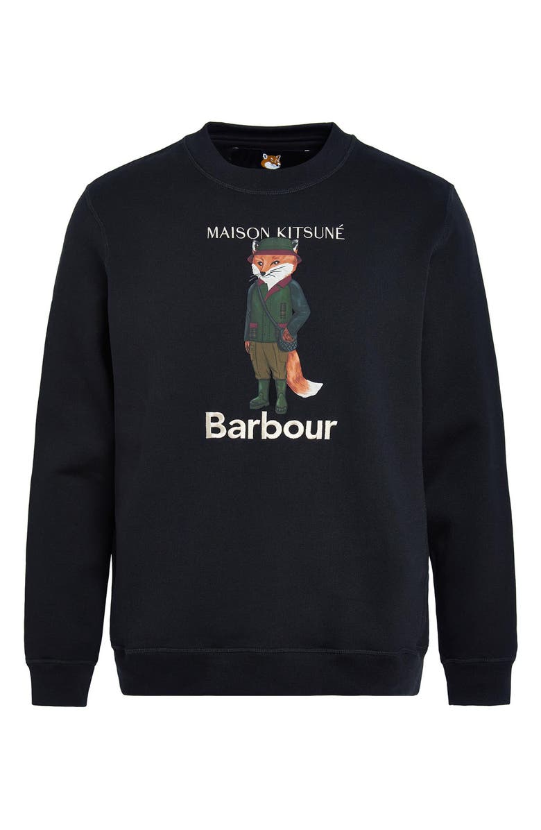 Barbour x Maison Kitsuné Fox Cotton Graphic Sweatshirt, Alternate, color, 