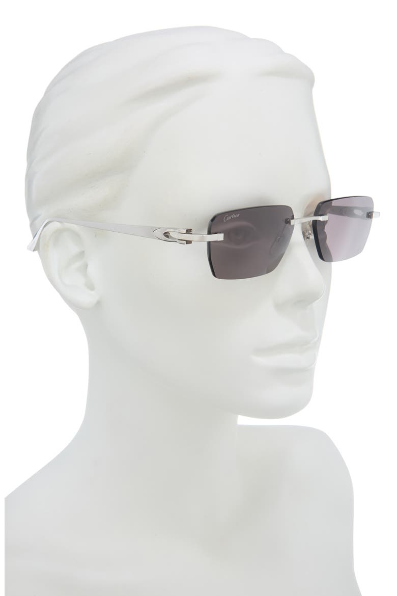 55mm Frameless Rectangular Sunglasses, Alternate, color, SILVER