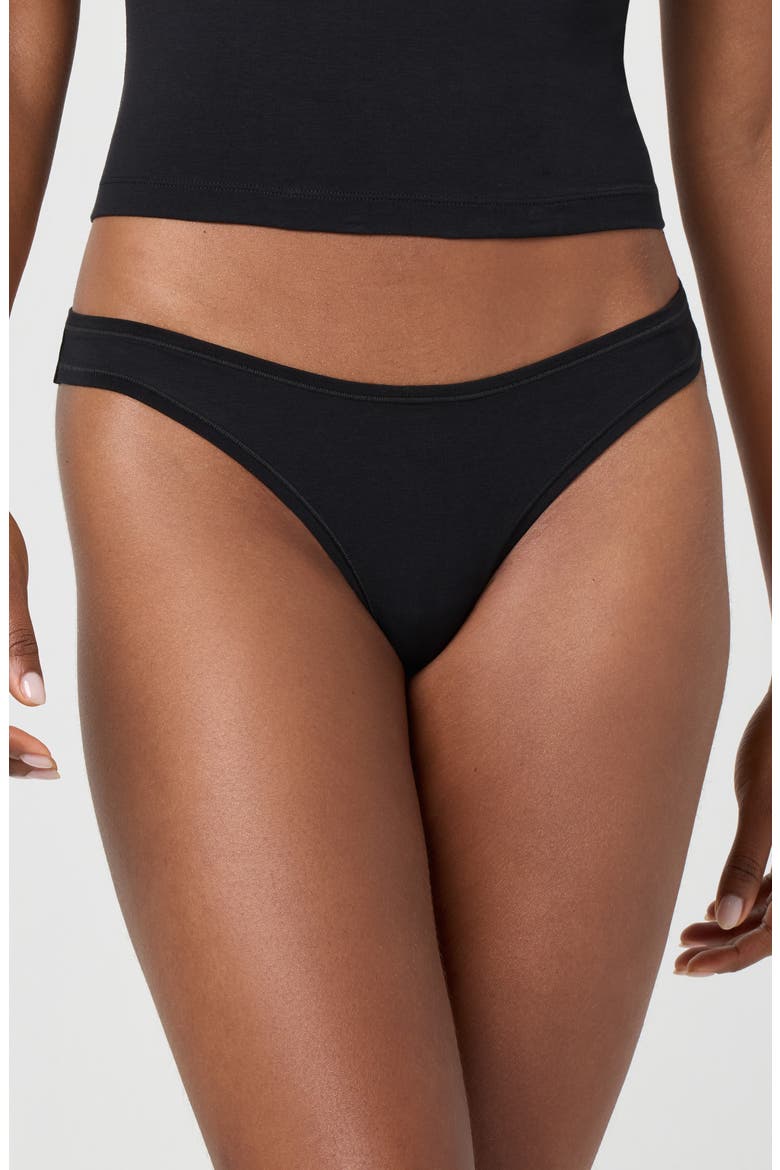 Cotton Blend Thong, Main, color, BLACK