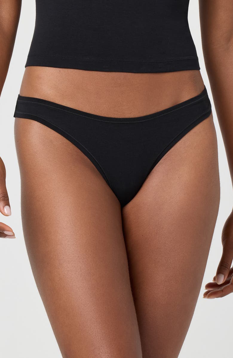 Florence by Mills Cotton Blend Thong, Main, color, Black
