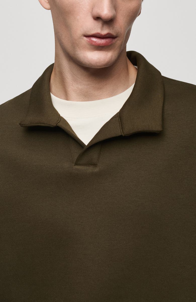 MANGO Relaxed Fit Polo Sweatshirt, Alternate, color, Khaki Green