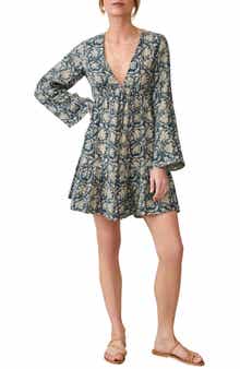 Faherty Dune Oceana Floral Long Sleeve Babydoll Dress