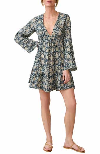 Faherty Dune Oceana Floral Long Sleeve Babydoll Dress