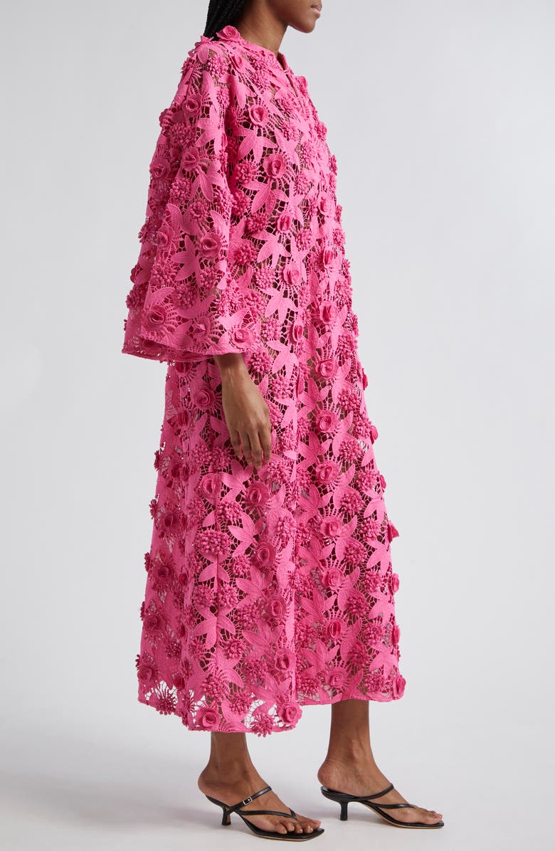 La Vie Style House '70s Floral Lace Cover-Up Maxi Caftan, Alternate, color,