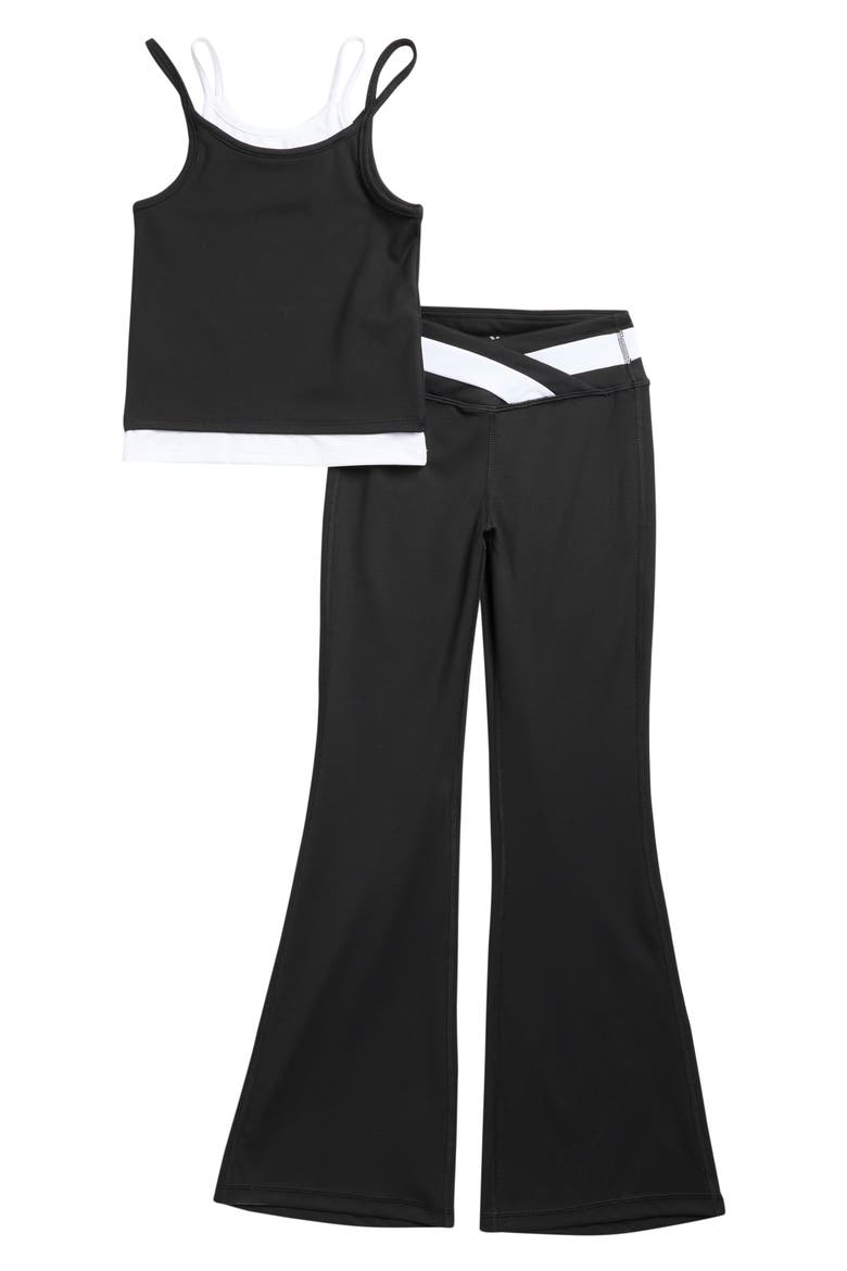 Kids' LunaTex Tank & Flared Leg Pants Set, Main, color, BLACK