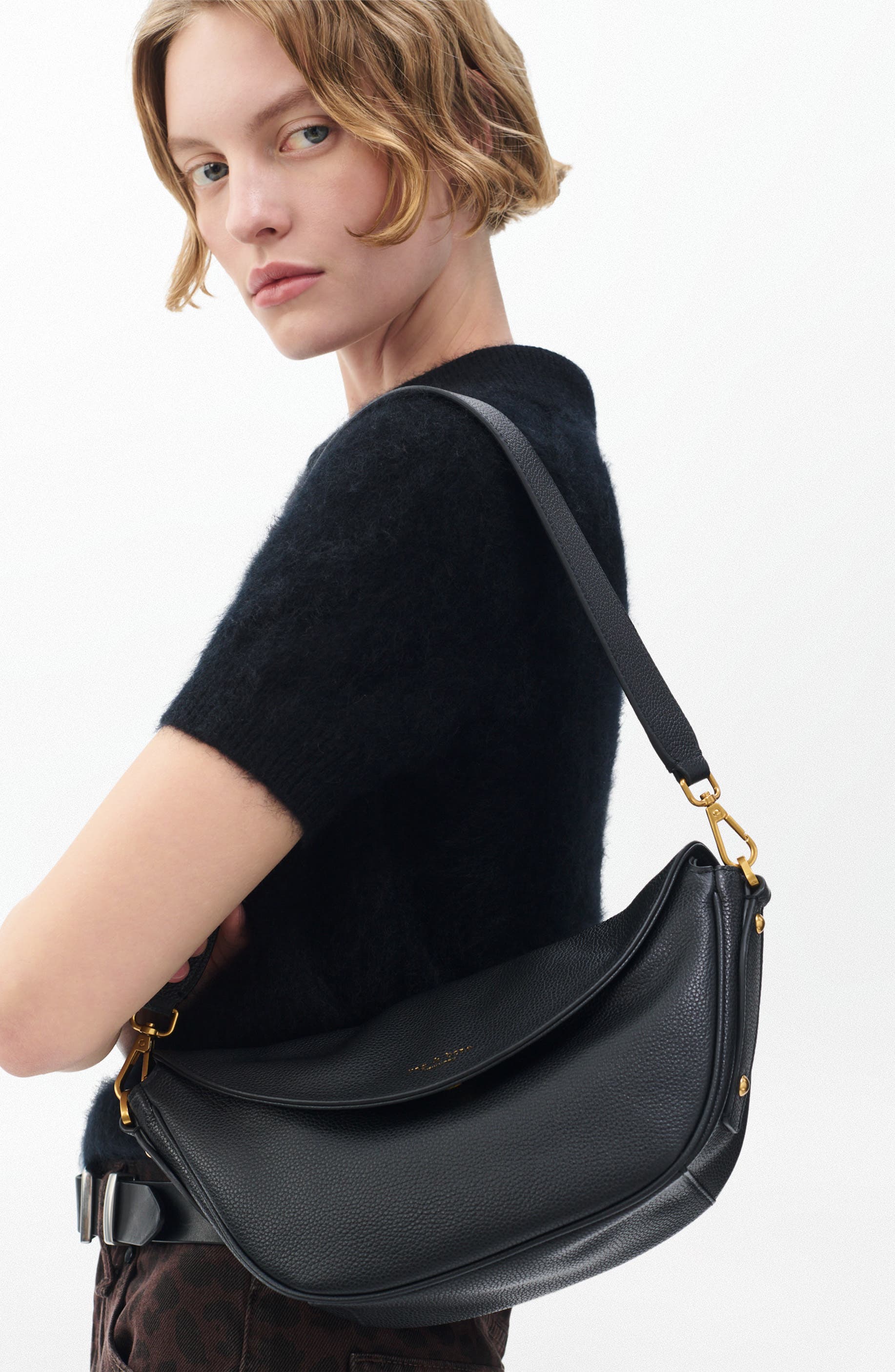 rag & bone Small Gramercy Flap Leather Shoulder Bag, Alternate, color, 