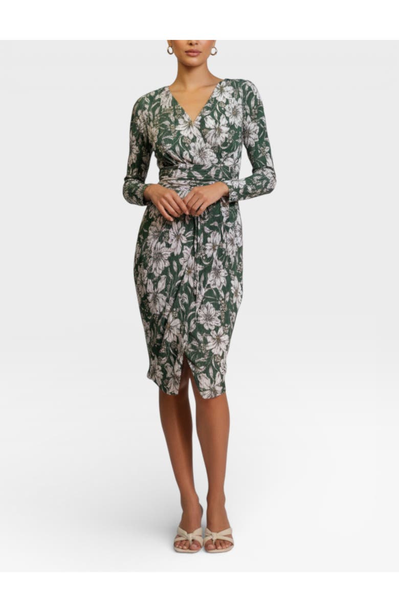 RACHEL Rachel Roy Printed Sylvia Wrap Midi Dress, Main, color, Spruce Bloom