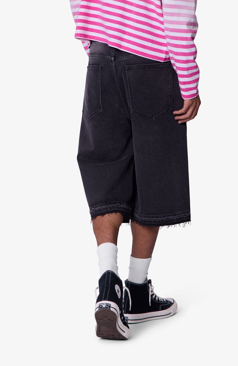 mnml Ultra Baggy Raw Edge Denim Shorts, Alternate, color, Washed Black