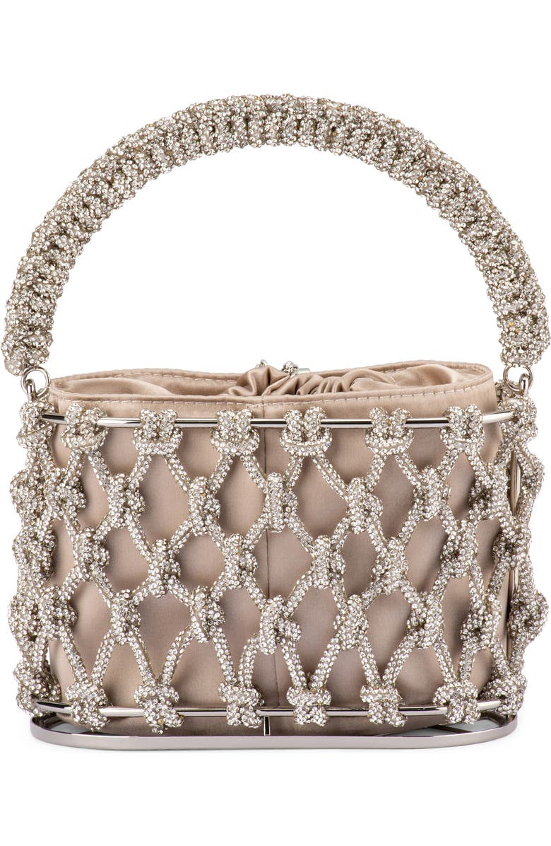 Olga Berg Amelia Crystal Cage Top Handle Bag, Alternate, color, Natural