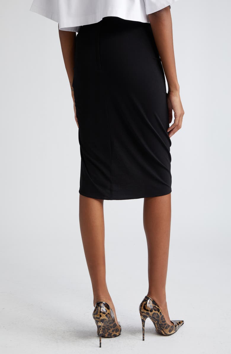 Dolce&Gabbana Logo Waist Ruched Jersey Skirt, Alternate, color, Nero
