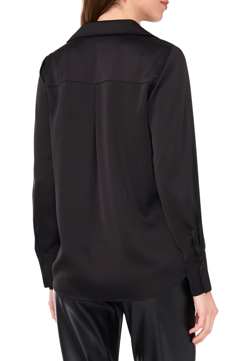 Long Sleeve Satin Button-Up Shirt, Alternate, color, RICH BLACK 060