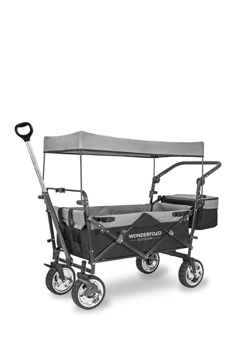 Push & Pull Outdoor Folding Wagon with Canopy - Black, Main, color, BLACK