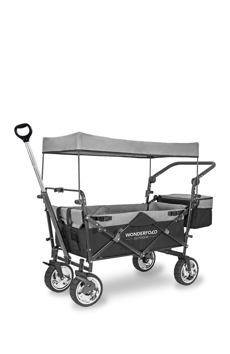 WonderFold Push & Pull Outdoor Folding Wagon with Canopy - Black, Main, color, Black