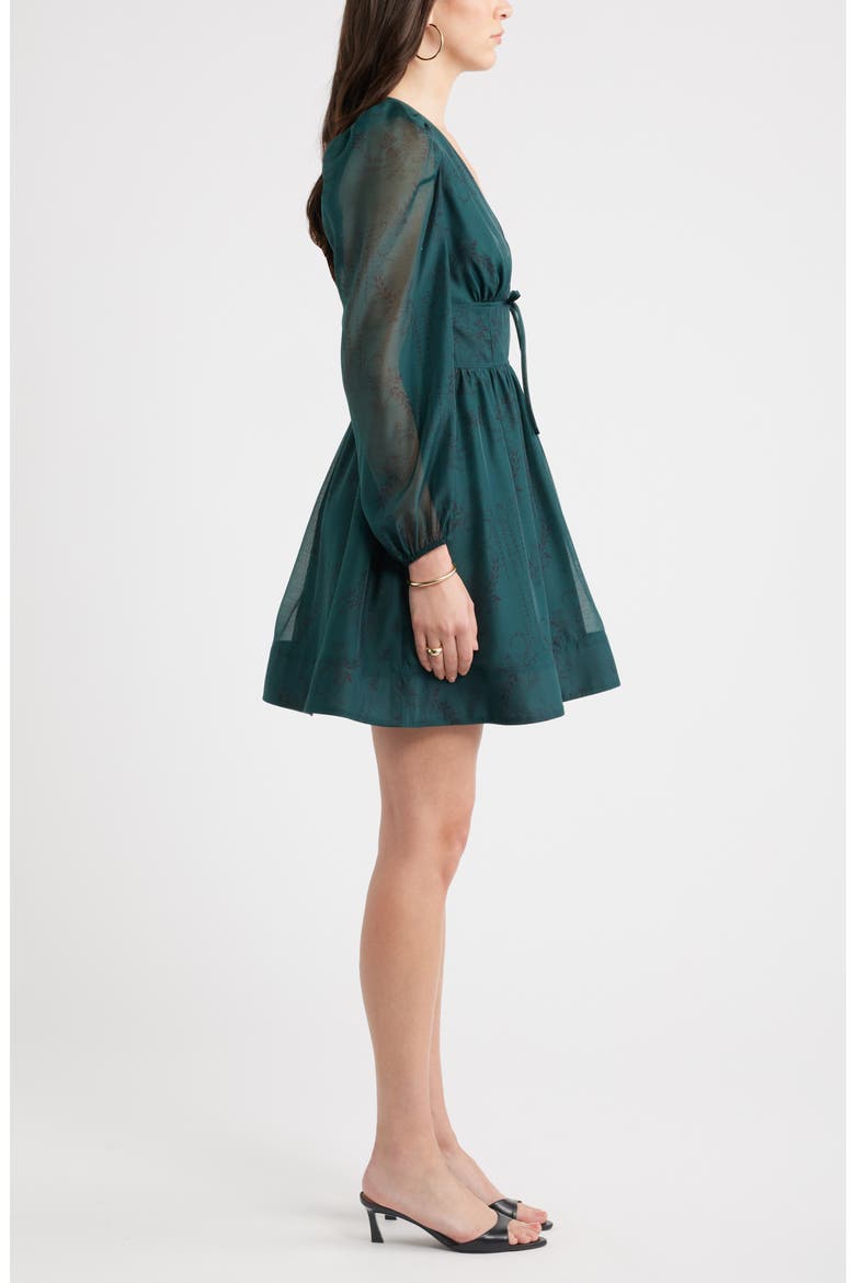 Long Sleeve Minidress, Alternate, color, GREEN- BLACK ALEX BORDER