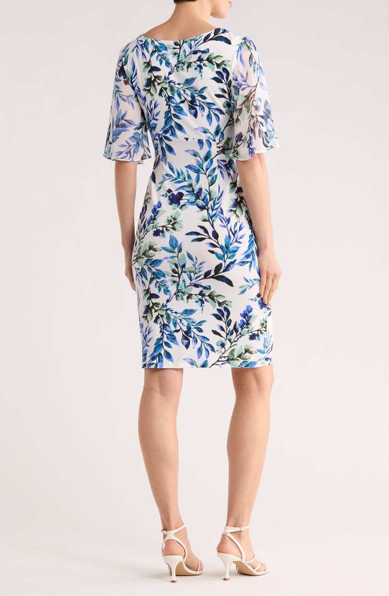Connected Apparel Flutter Sleeve Faux Wrap Minidress, Alternate, color, Ivory