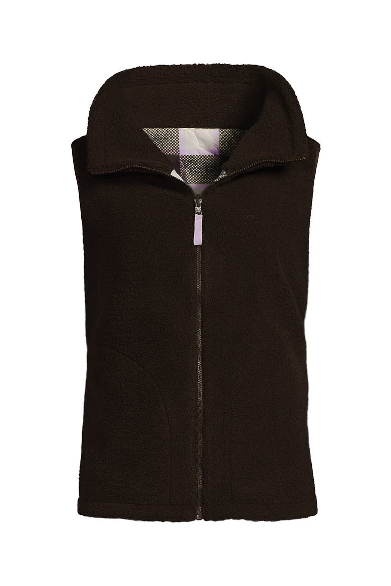 High Pile Fleece Reversible Mixed Media Vest, Alternate, color, Rich Coffee/Brown Check