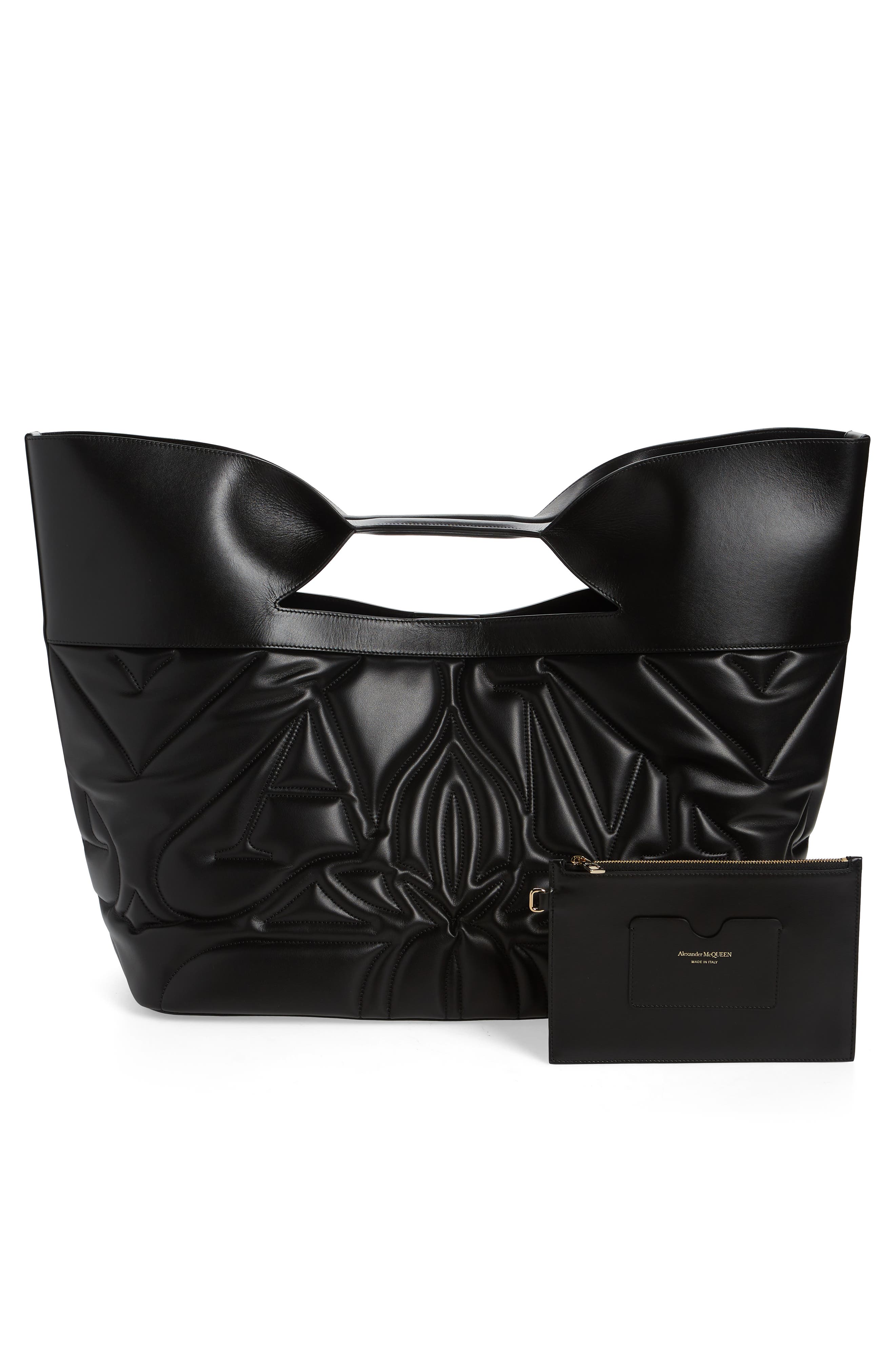 McQueen The Large Bow Logo Quilted Padded Leather Tote, Alternate, color, 