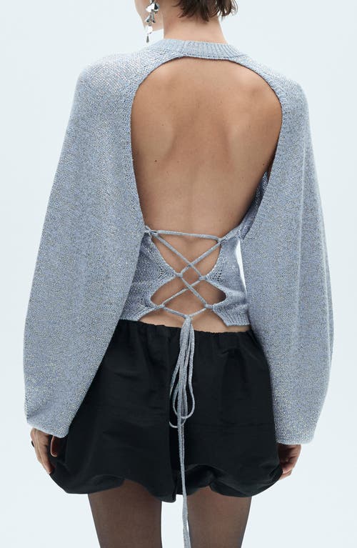 Mango Open Back Lurex Sweater Blue In Blue