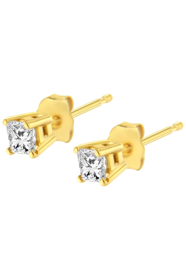 14K Yellow Gold 1/5 Ct Princess Solitaire Stud Earrings, Alternate, color, Yellow