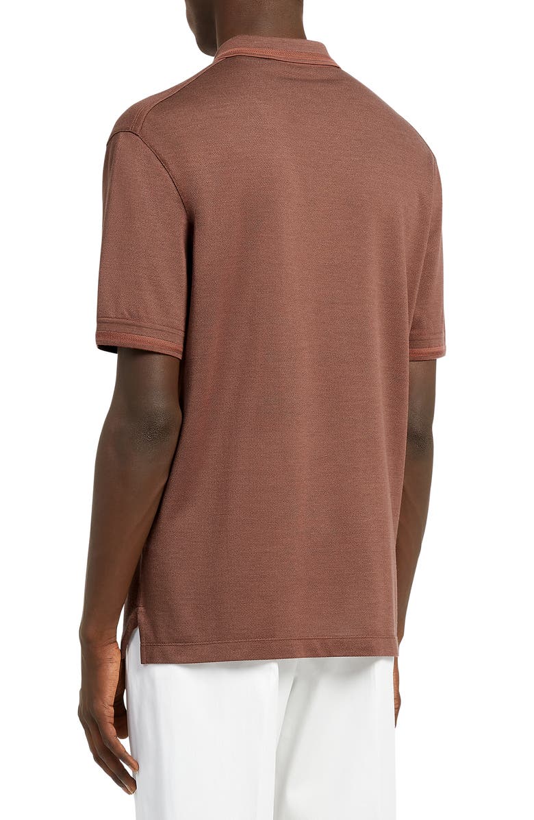 ZEGNA Short Sleeve Silk & Cotton Polo, Alternate, color, 