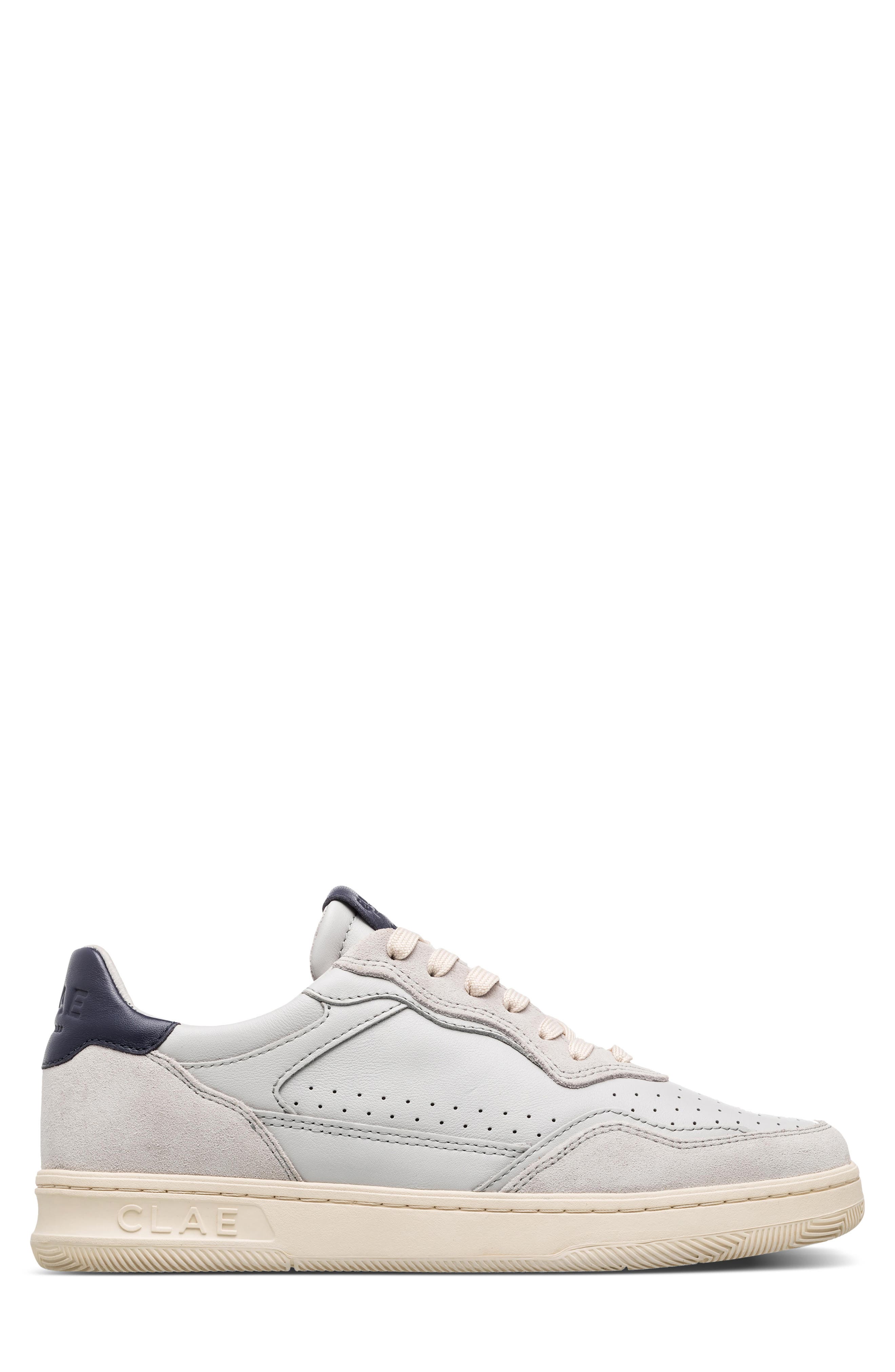 CLAE Haywood Low Top Leather Sneaker, Alternate, color, Quiet Grey Leather Navy