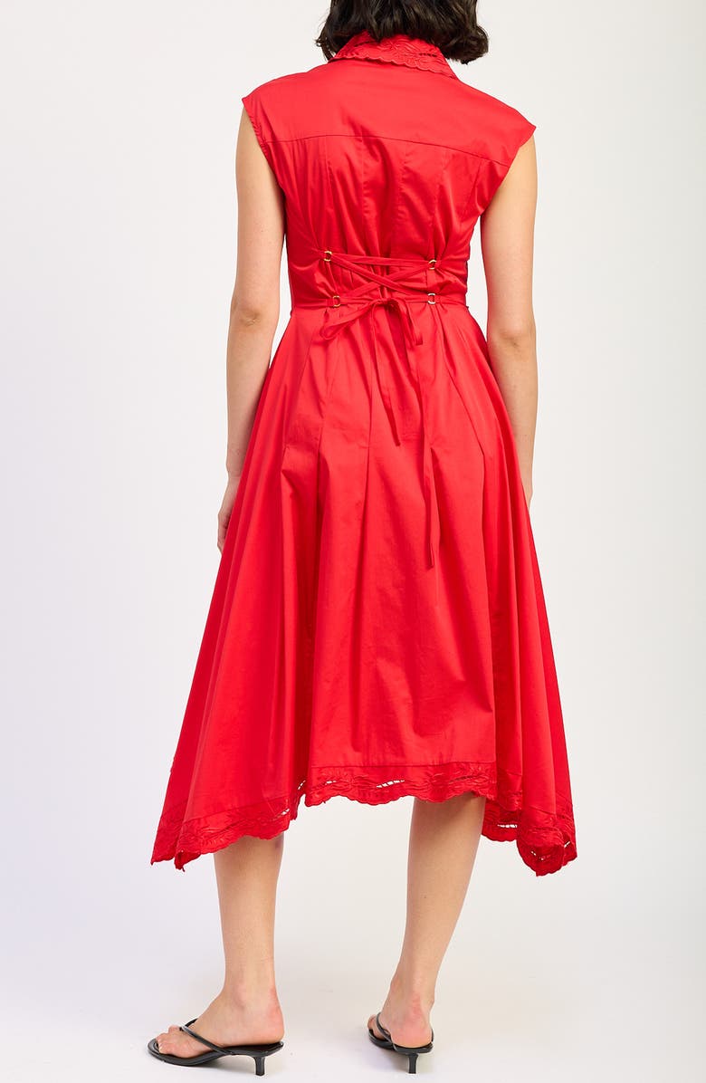 En Saison Payton Handkerchief Hem Cotton Blend Shirtdress, Alternate, color, 