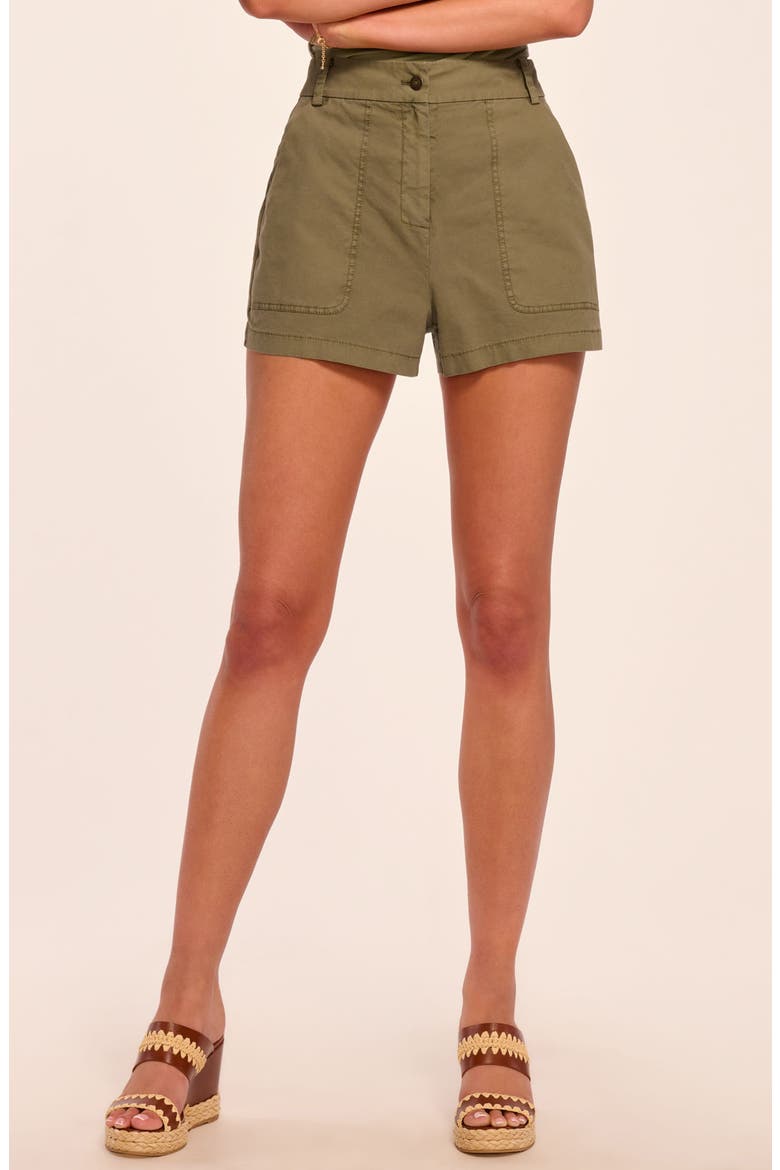 Hilary Stretch Cotton Canvas Shorts, Main, color, SAFARI GREEN