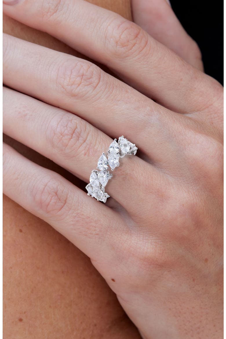 Mixed Cut Cubic Zirconia Eternity Ring, Alternate, color, SILVER