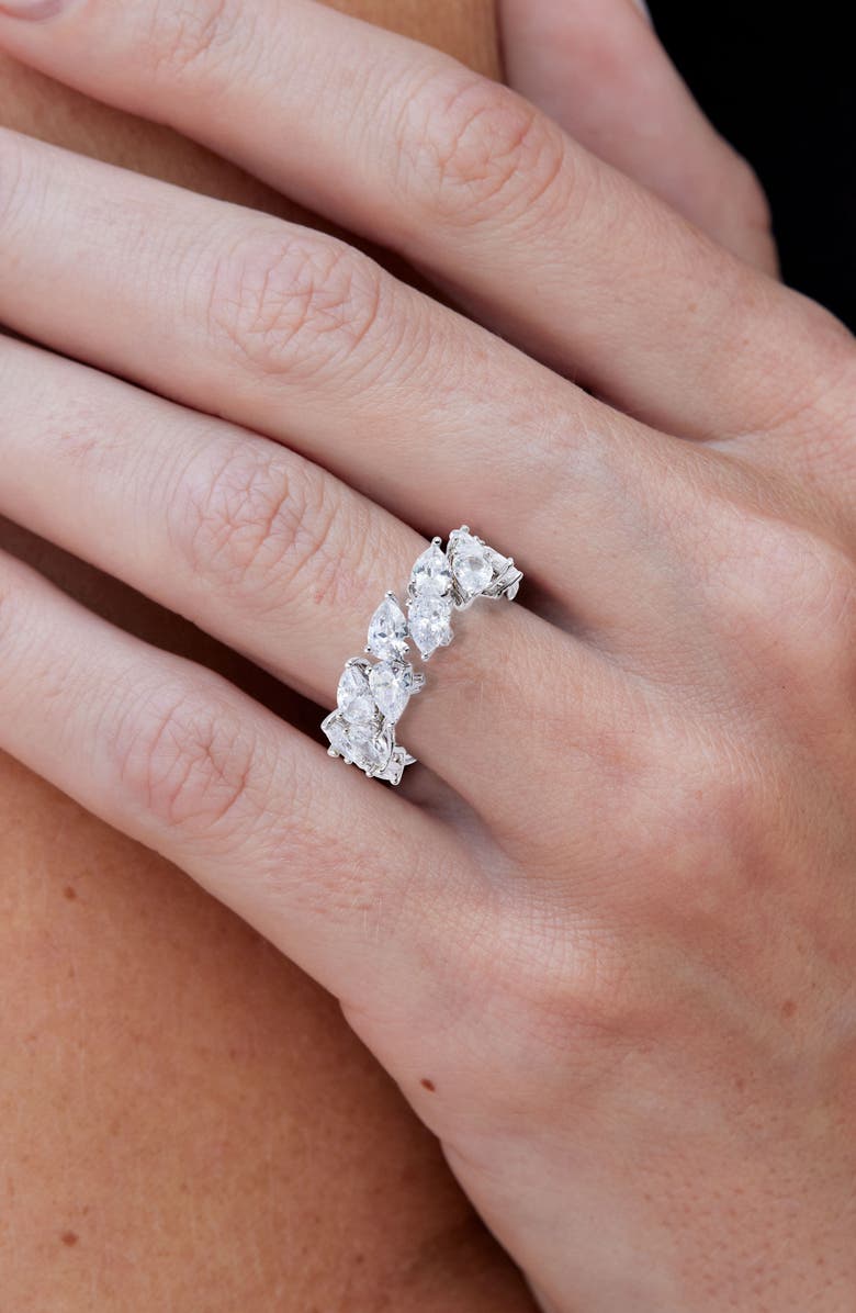 SAVVY CIE JEWELS Mixed Cut Cubic Zirconia Eternity Ring, Alternate, color, Silver