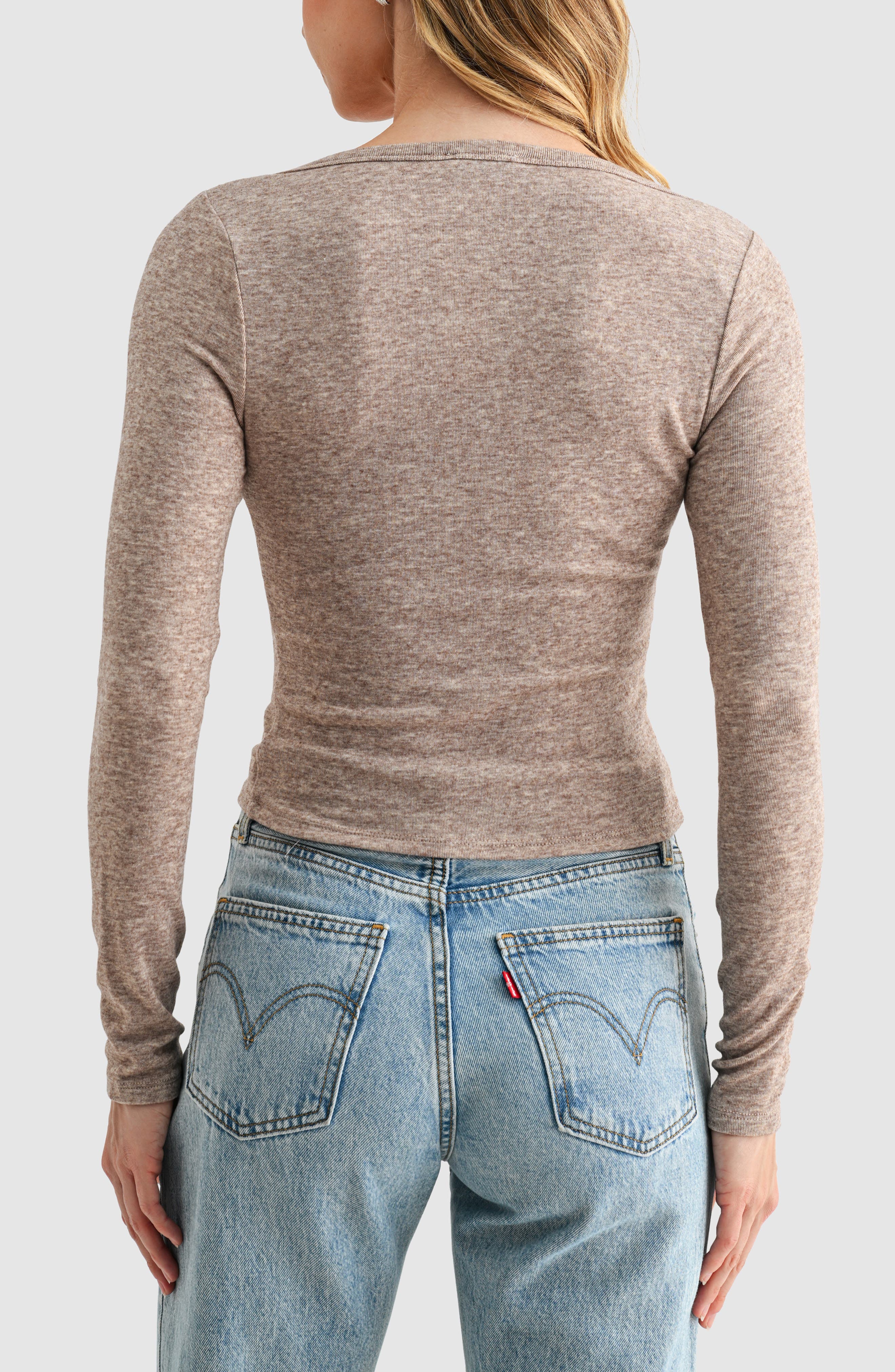Long Sleeve Button Front Knit Top - image 4
