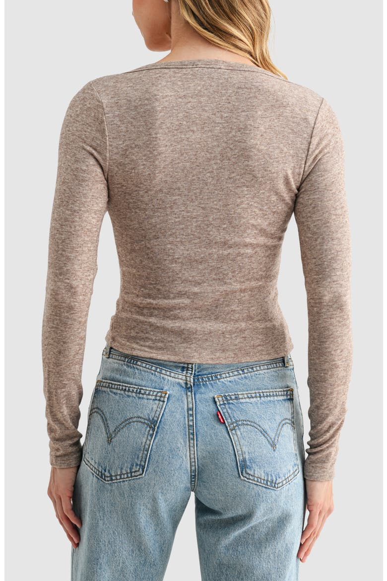 Long Sleeve Button Front Knit Top, Alternate, color, TOFFEE